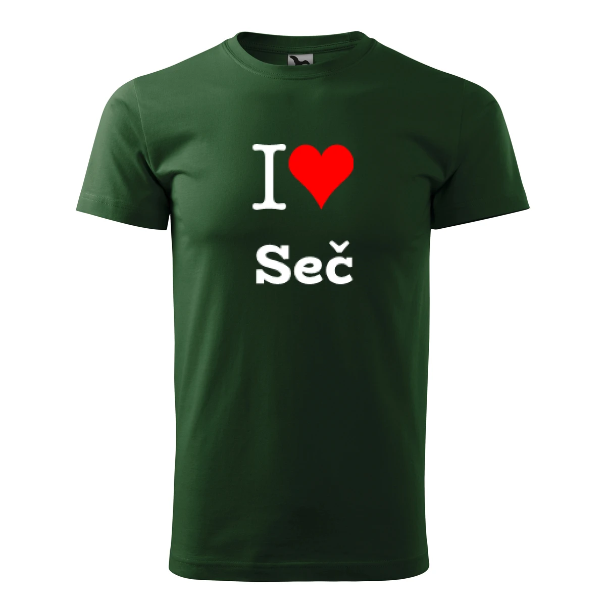 Lahvově zelené tričko I love Seč