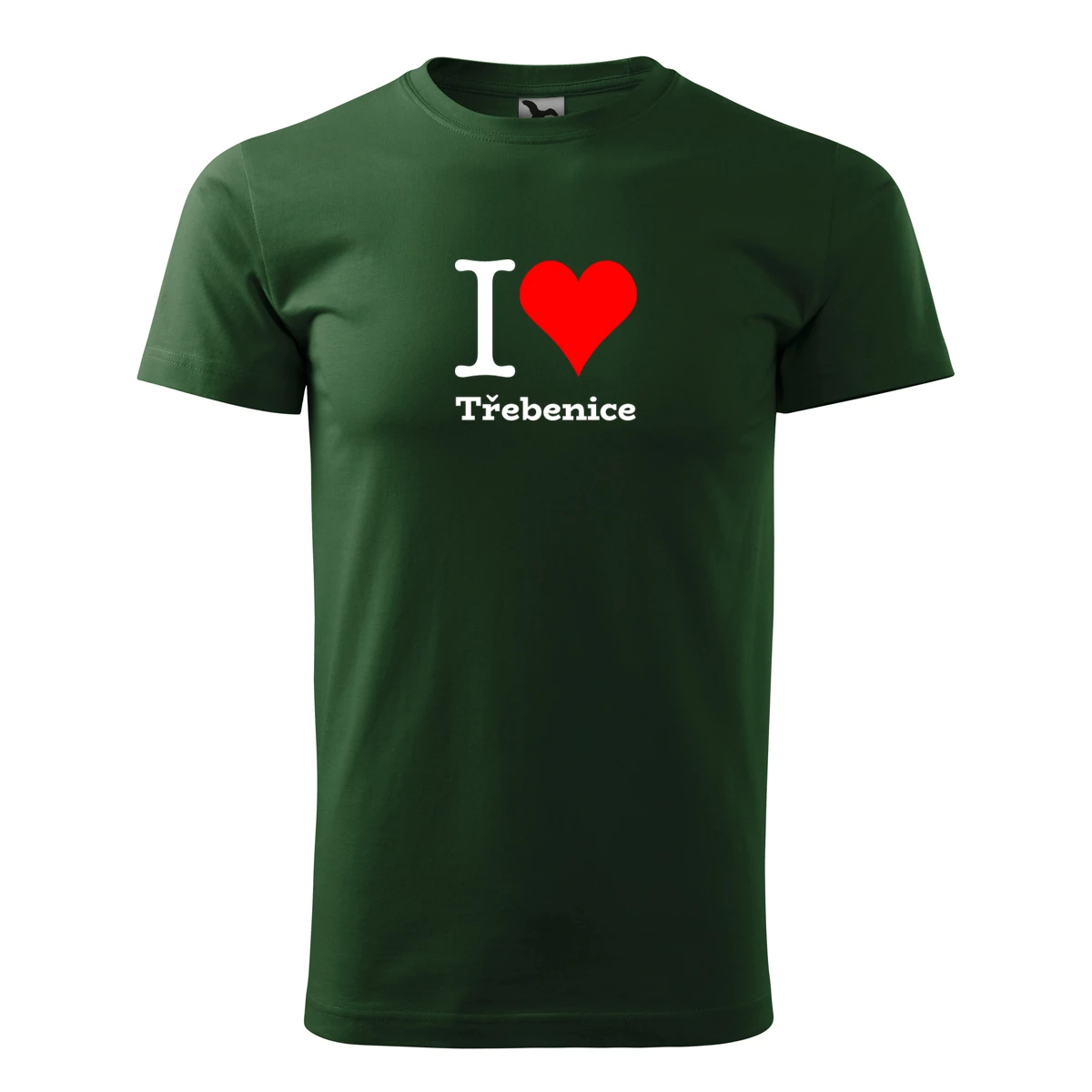 Lahvově zelené tričko I love Třebenice
