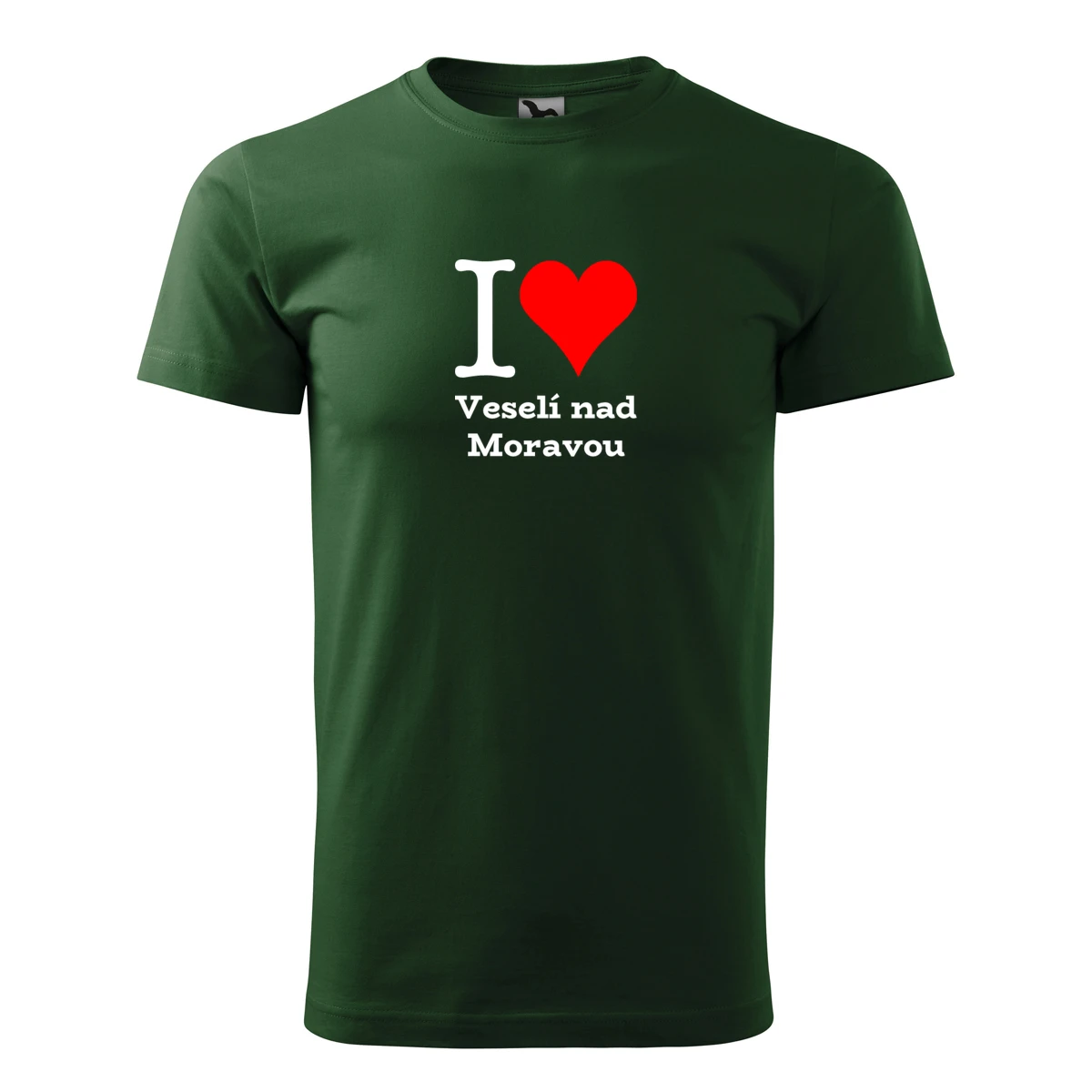 Lahvově zelené tričko I love Veselí nad Moravou