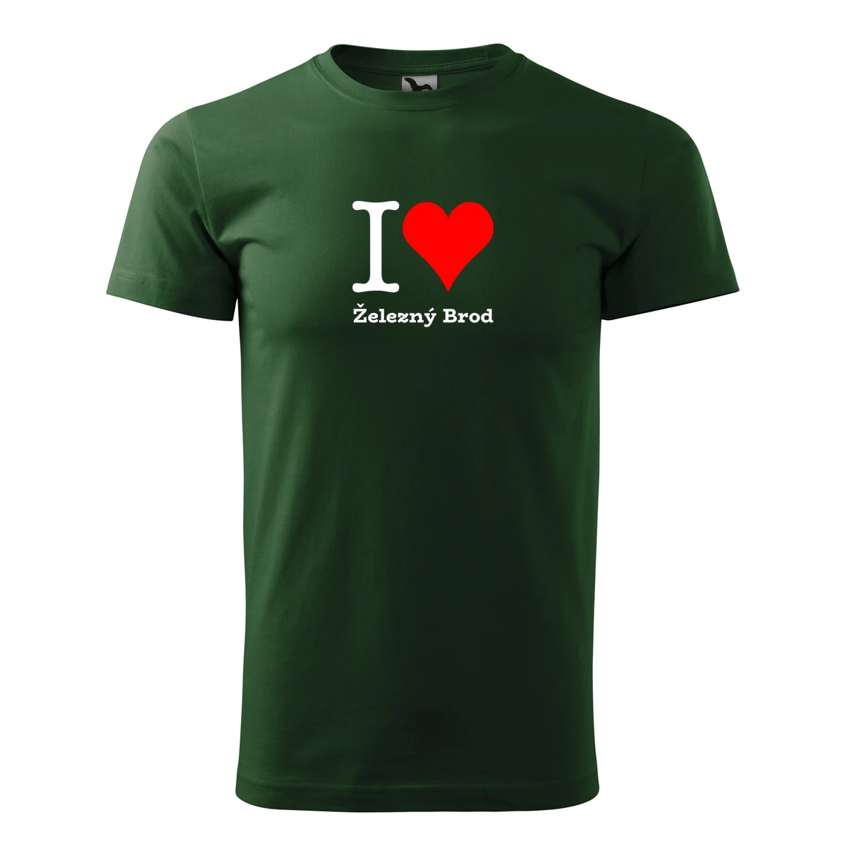 Lahvově zelené tričko I love Železný Brod