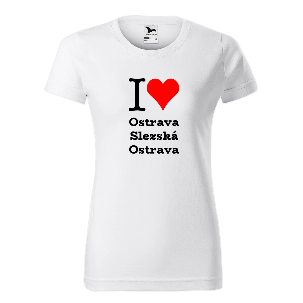 Bílé dámské tričko I love Ostrava Slezská Ostrava