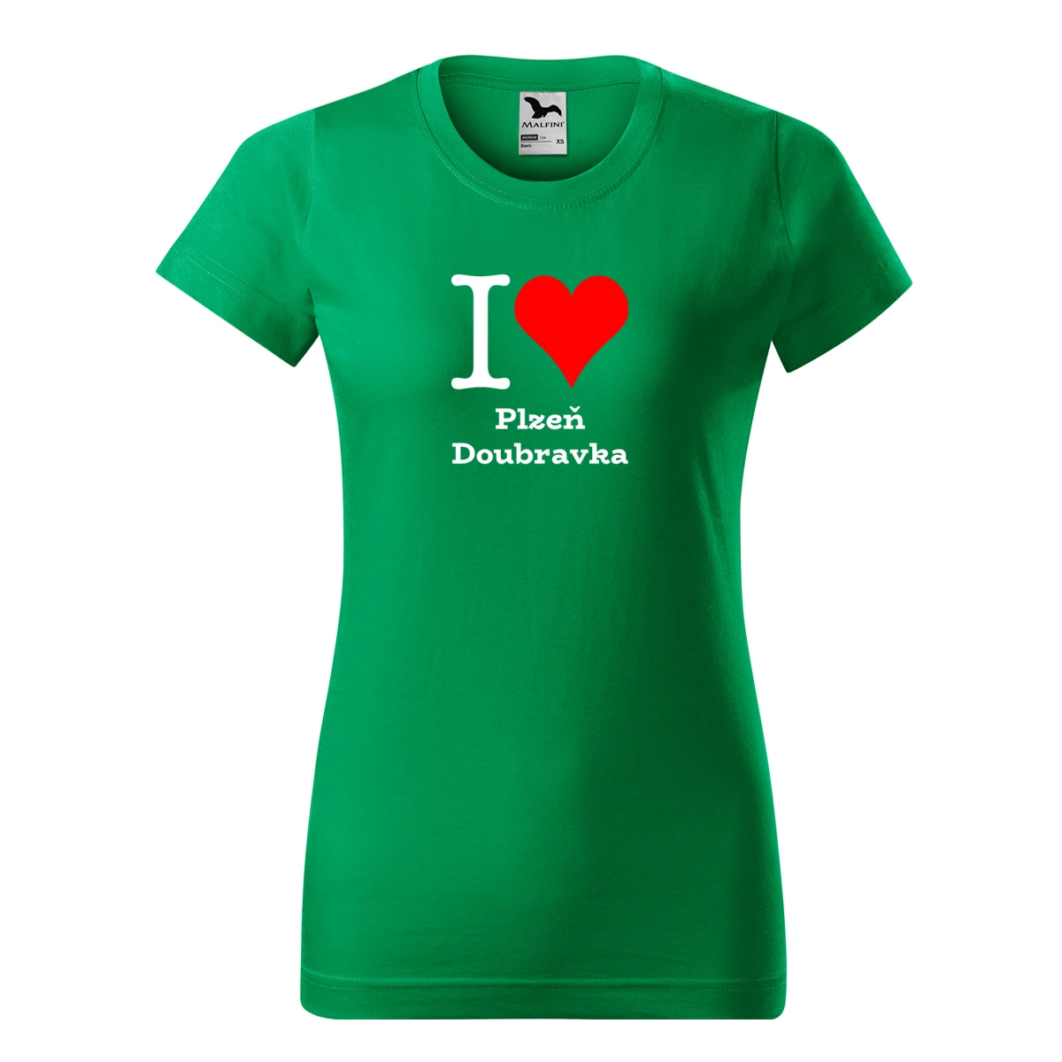 Zelené dámské tričko I love Plzeň Doubravka