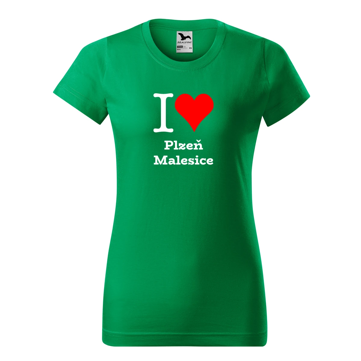 Zelené dámské tričko I love Plzeň Malesice