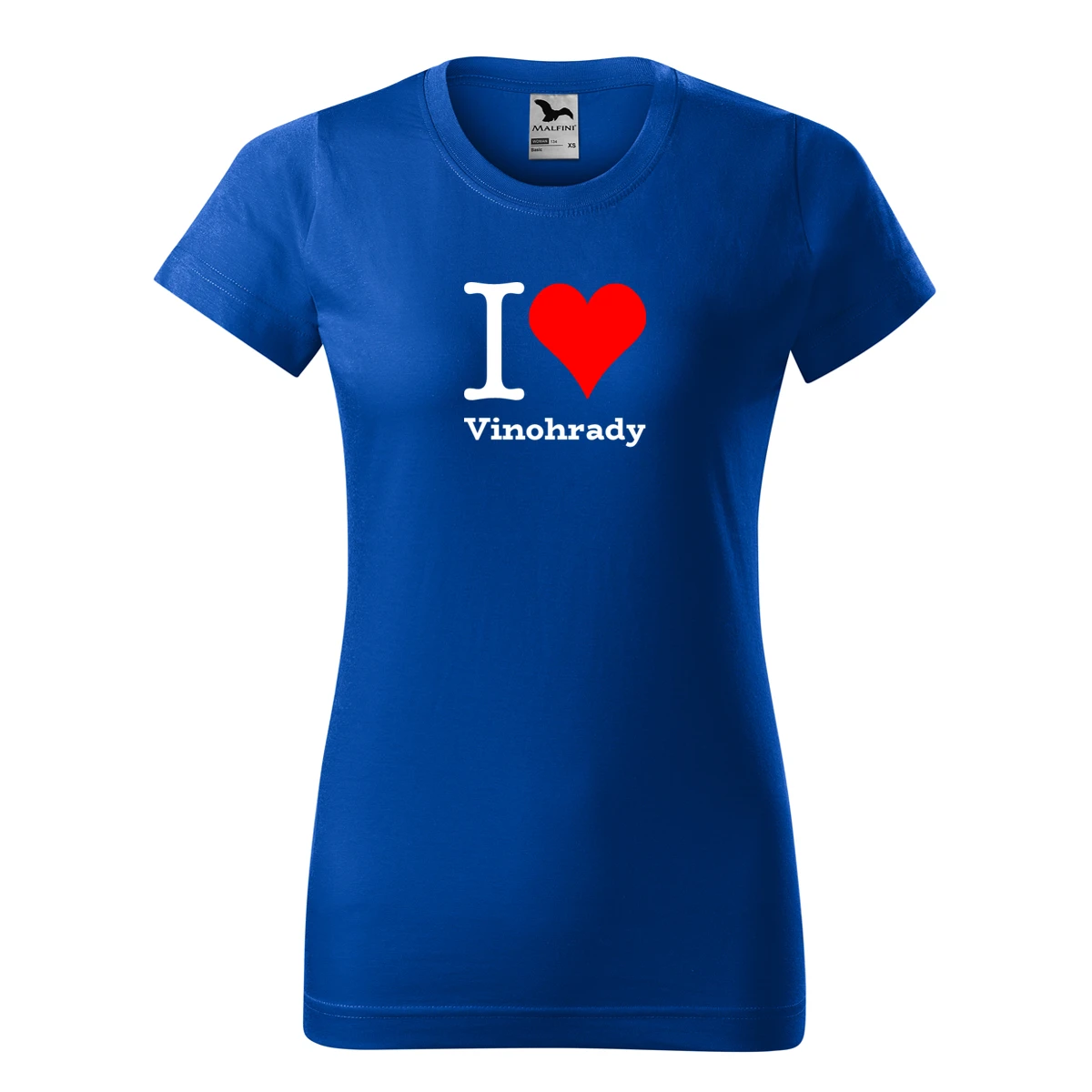 Modré dámské tričko I love Vinohrady