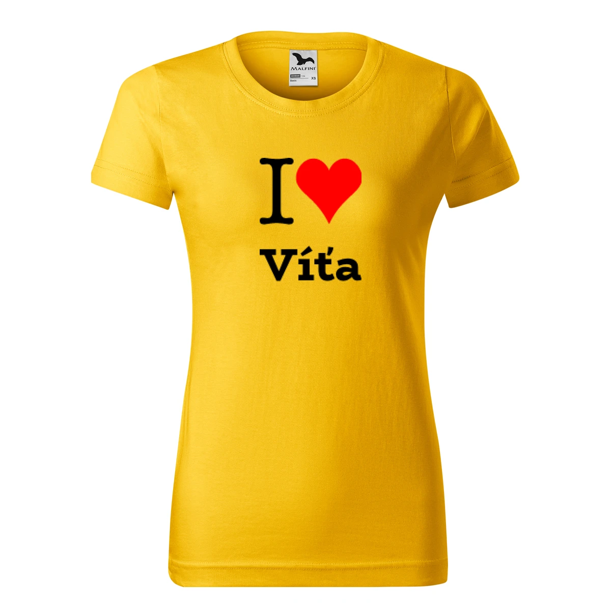 Žluté dámské tričko I love Víťa