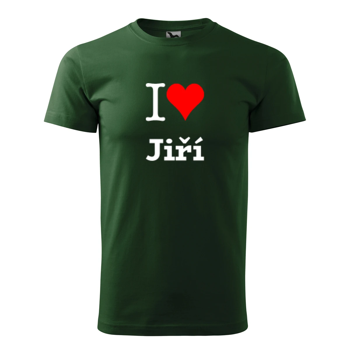 Lahvově zelené tričko I love Jiří