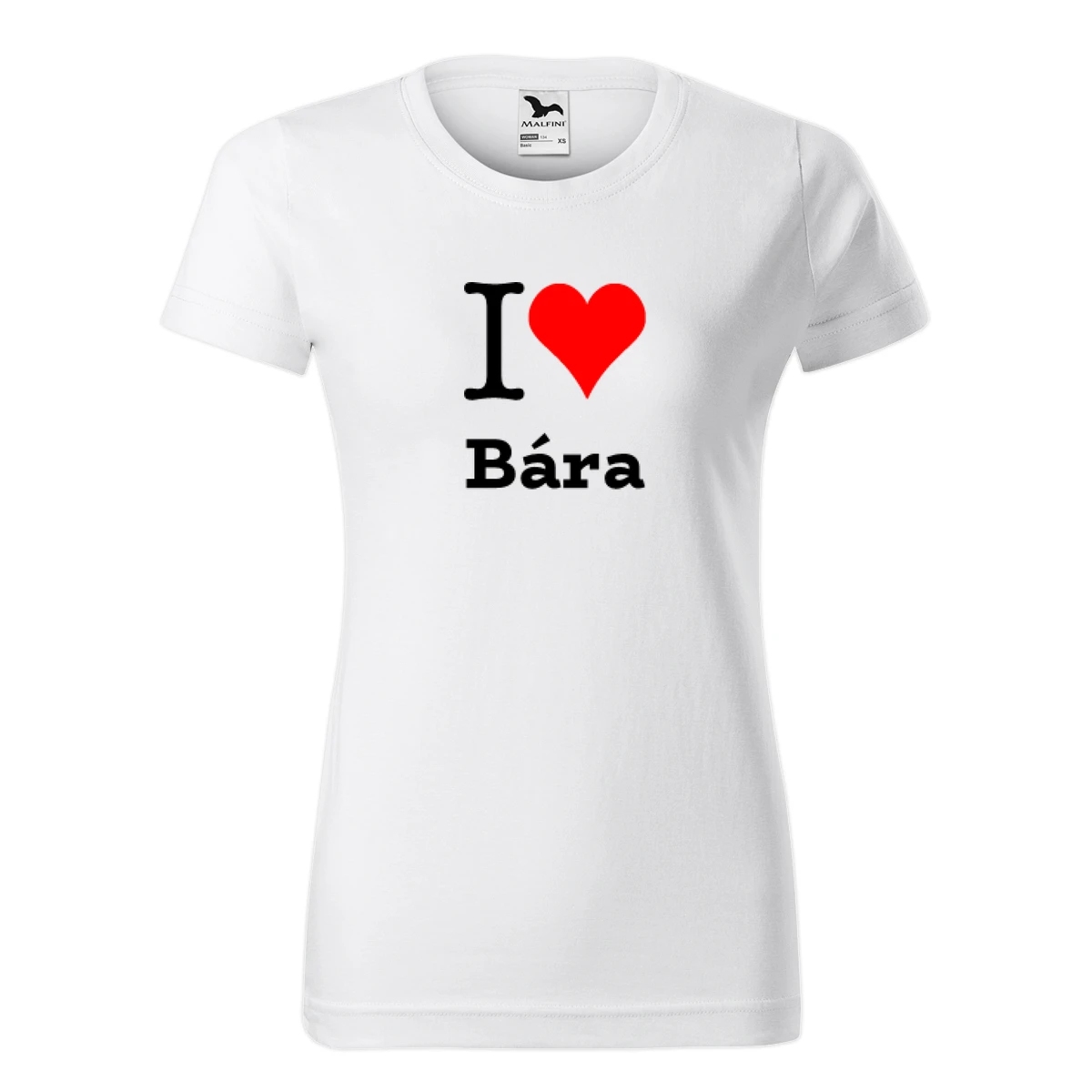 Bílé dámské tričko I love Bára
