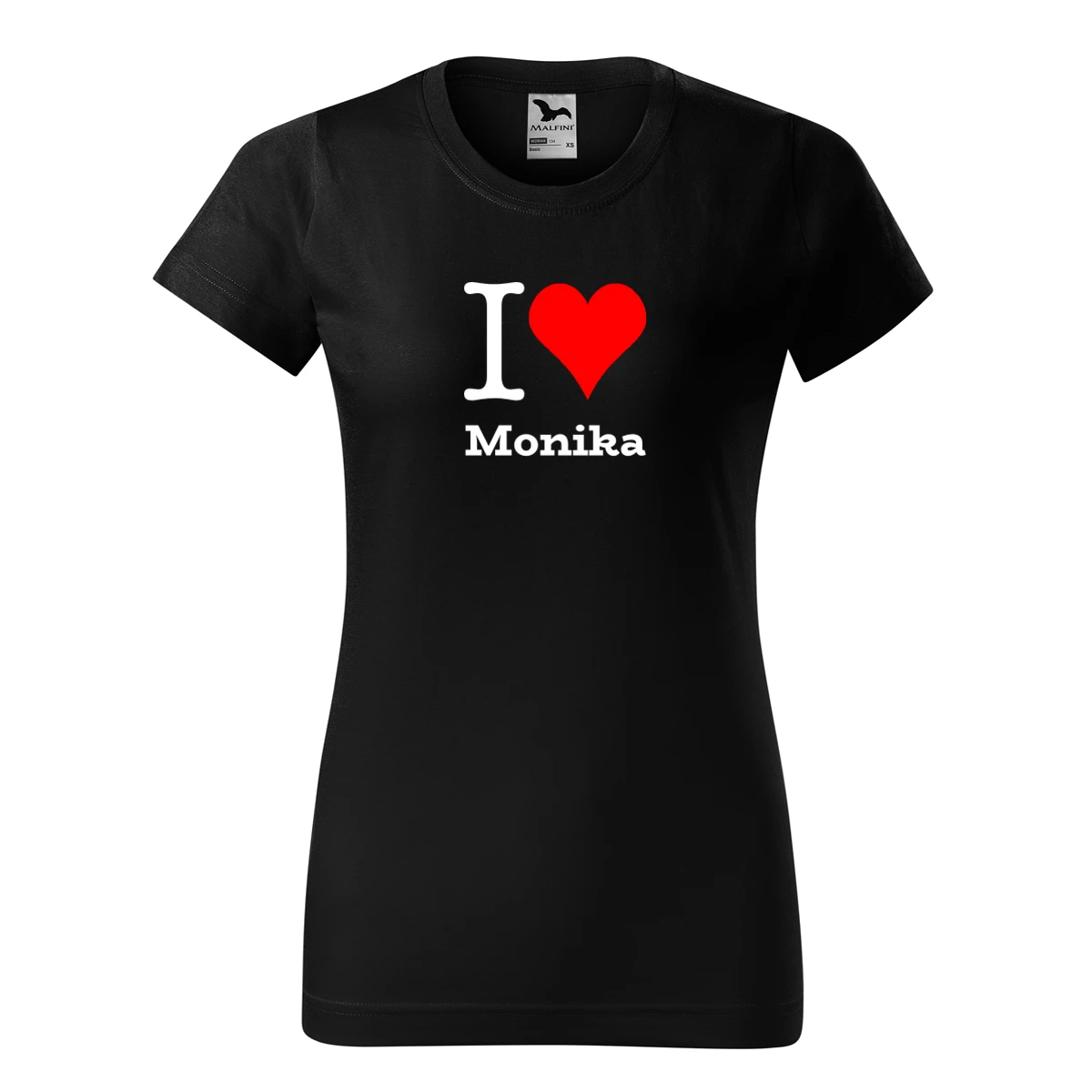trička s potiskem Černé dámské tričko I love Monika 