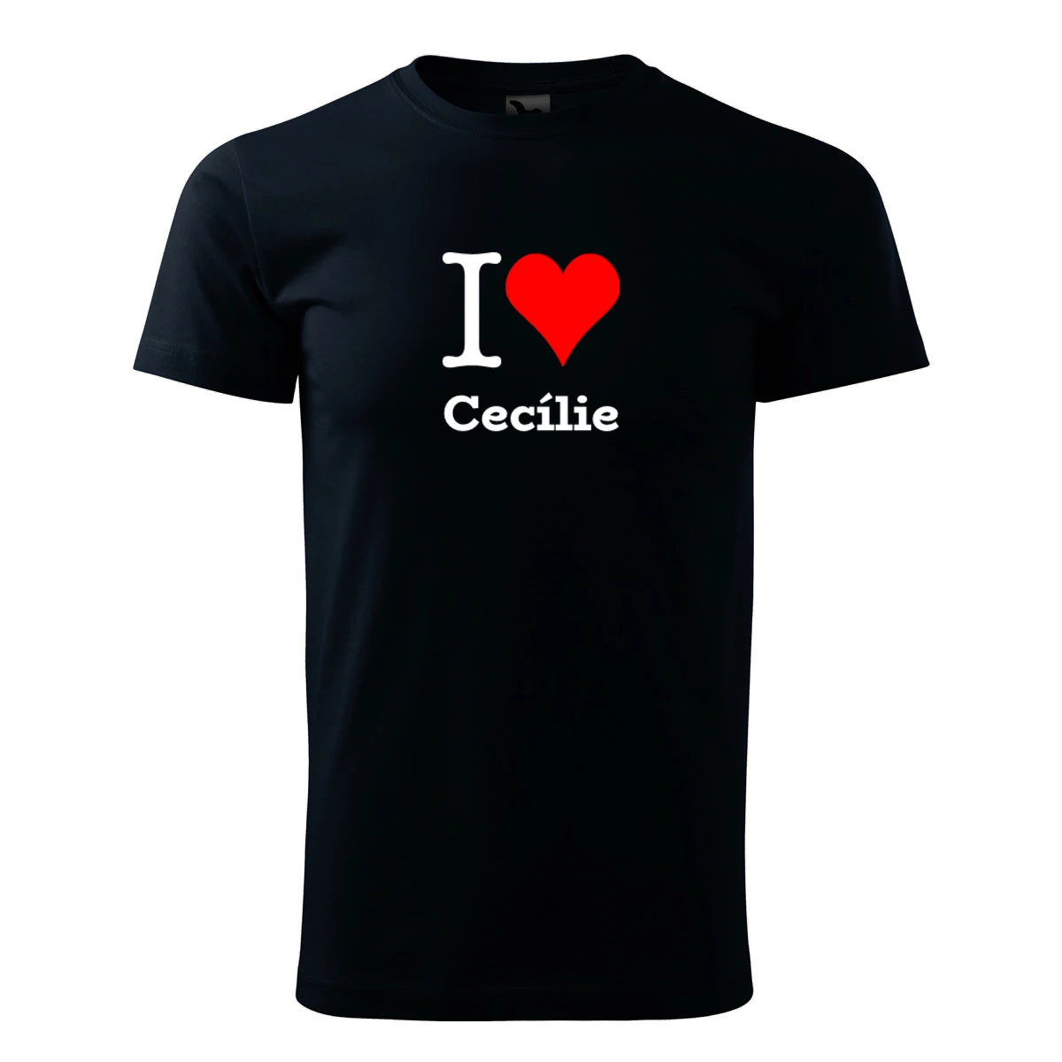 Tmavě modré tričko I love Cecílie