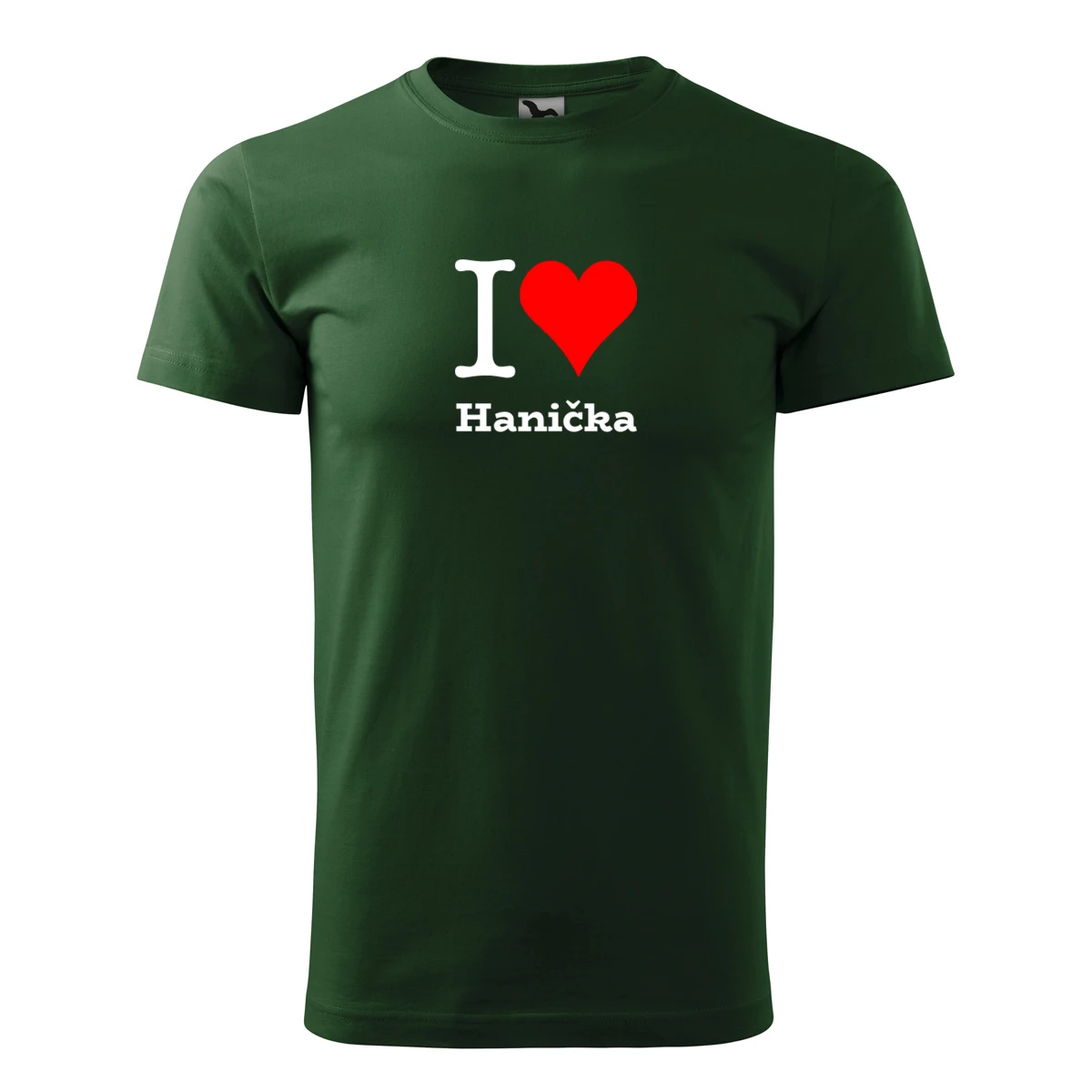 Lahvově zelené tričko I love Hanička