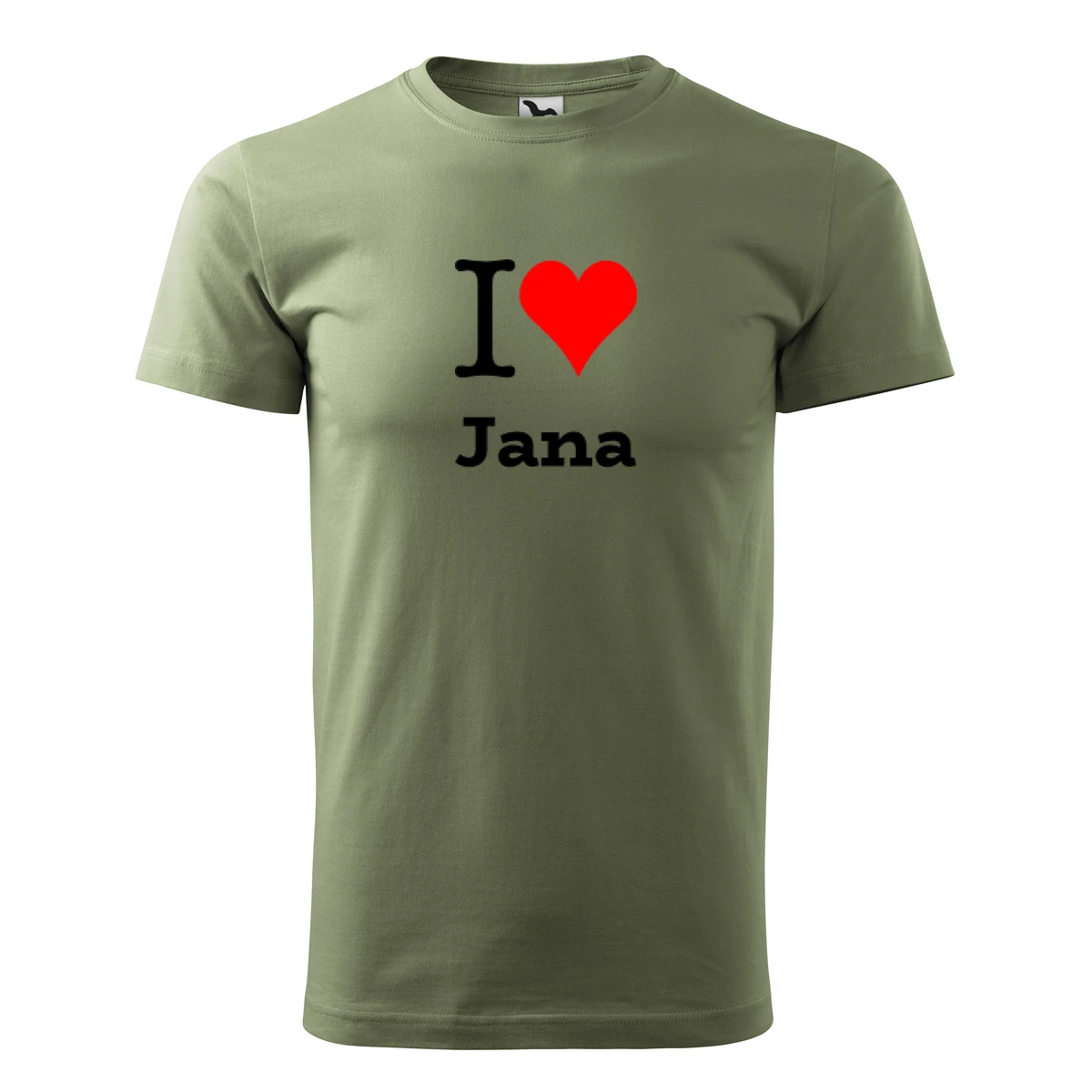 Khaki tričko I love Jana