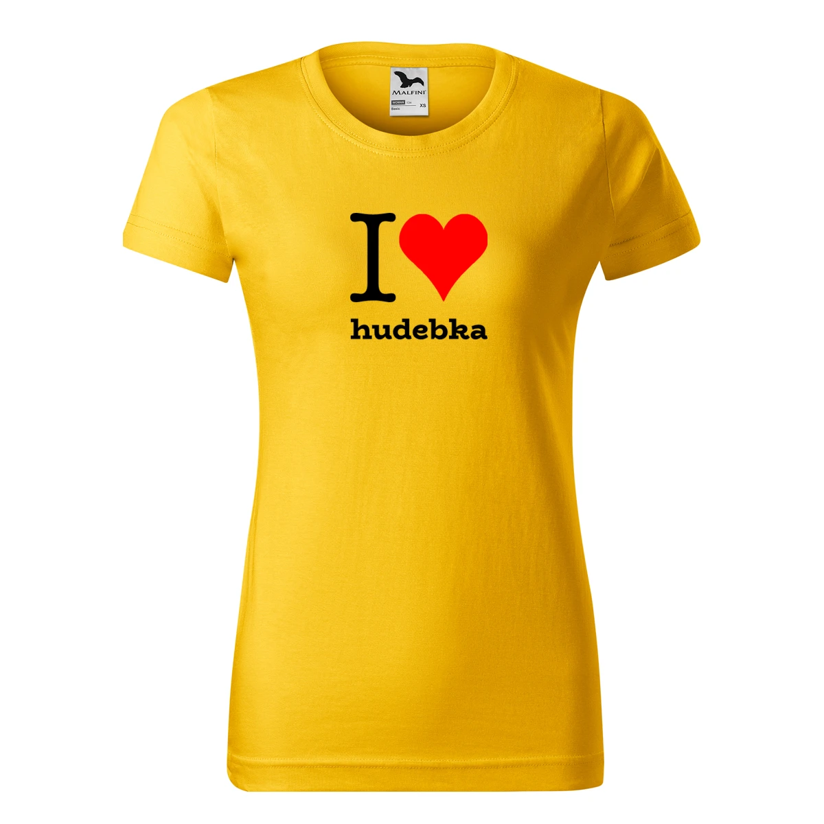 Žluté dámské tričko I love hudebka