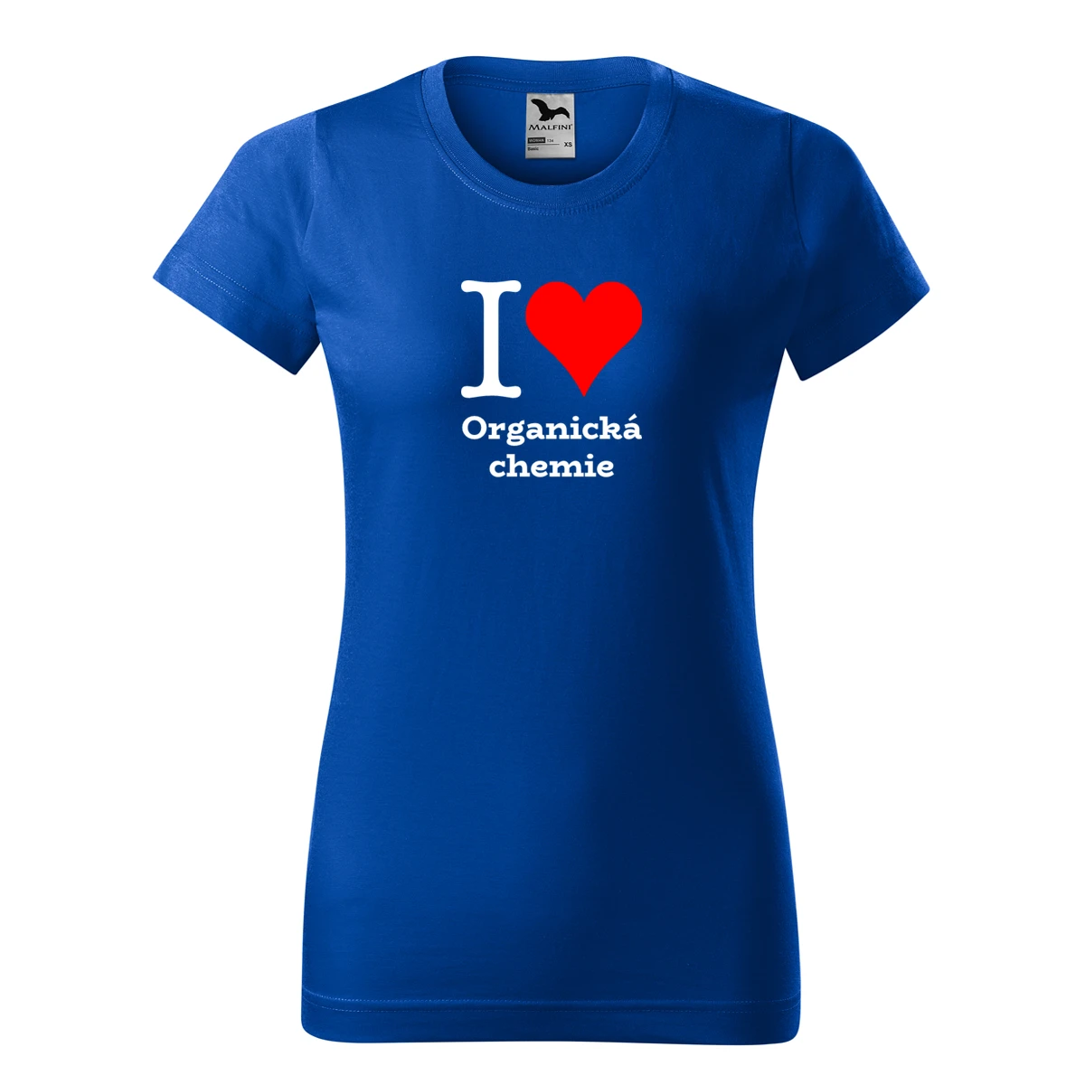 Modré dámské tričko I love Organická chemie