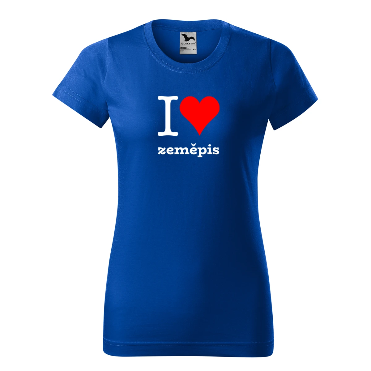 Modré dámské tričko I love zeměpis