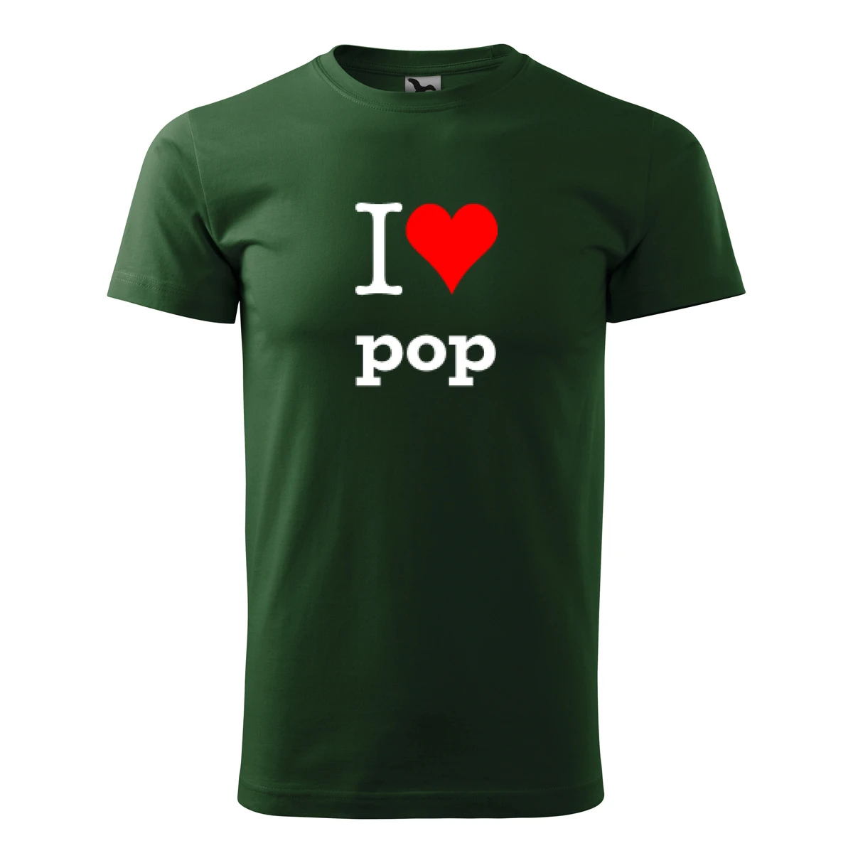 Lahvově zelené tričko I love pop