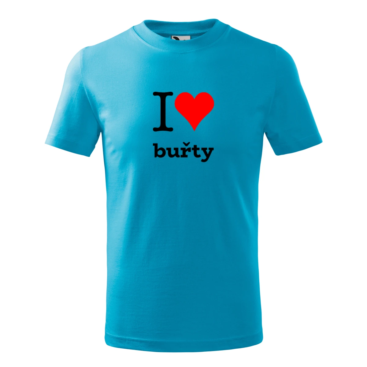 Tyrkysové dětské tričko I love buřty