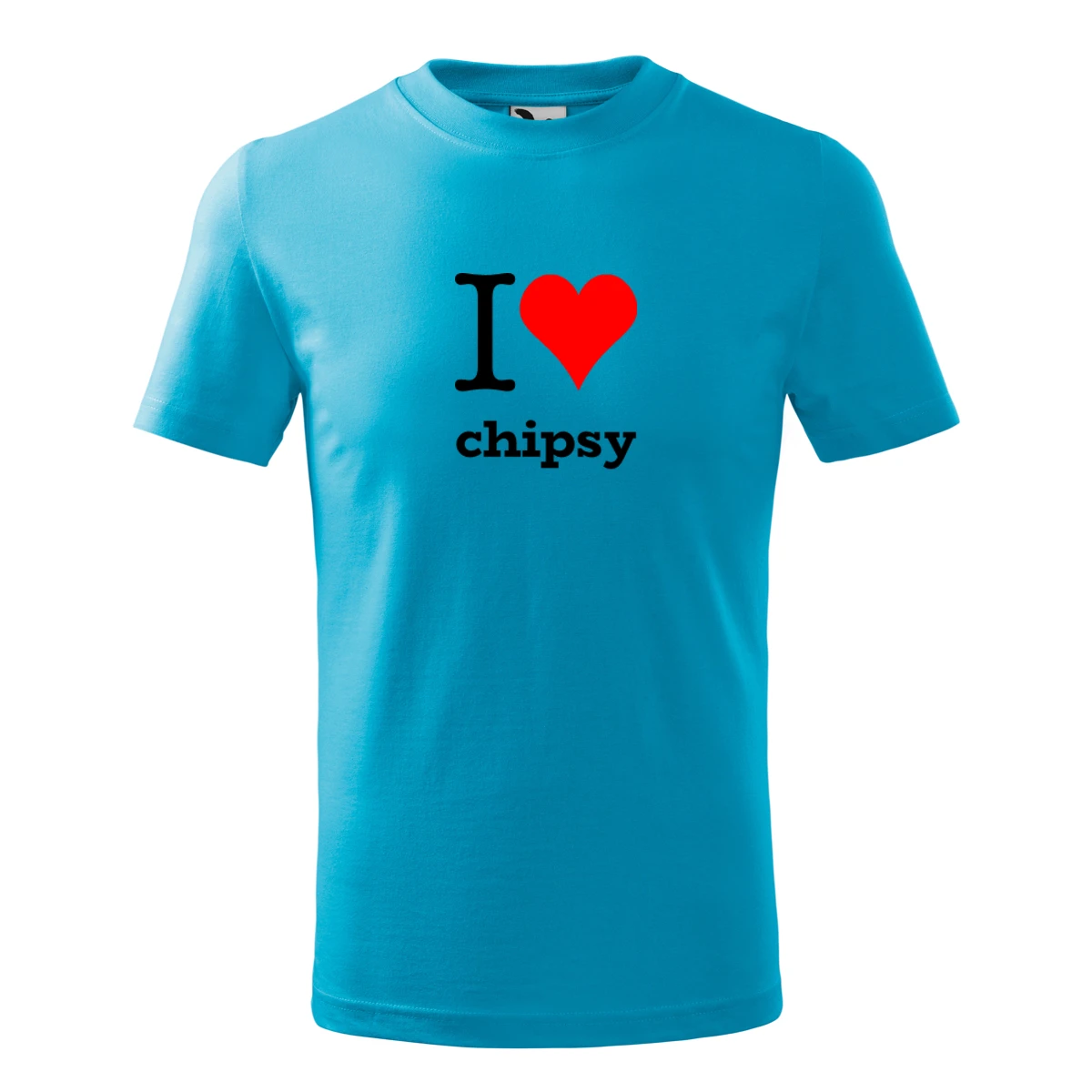 Tyrkysové dětské tričko I love chipsy