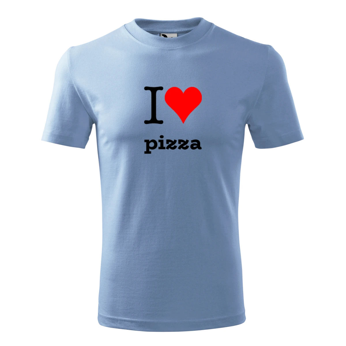Světle modré dětské tričko I love pizza