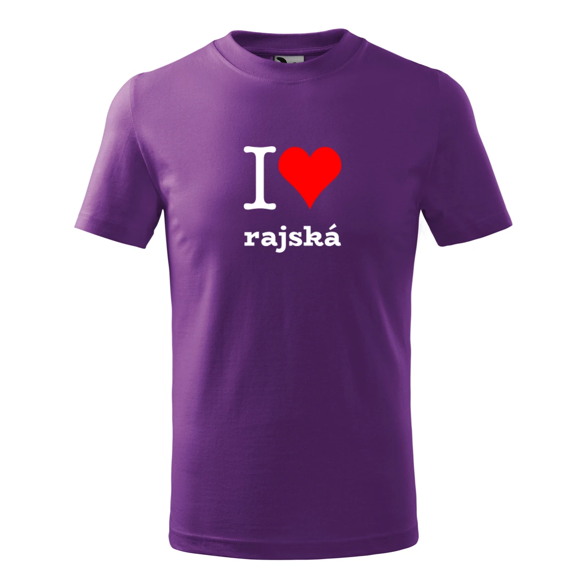 Fialové dětské tričko I love rajská