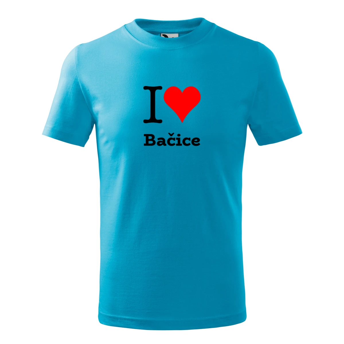 Tyrkysové dětské tričko I love Bačice