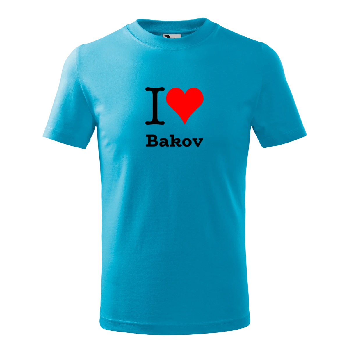 Tyrkysové dětské tričko I love Bakov