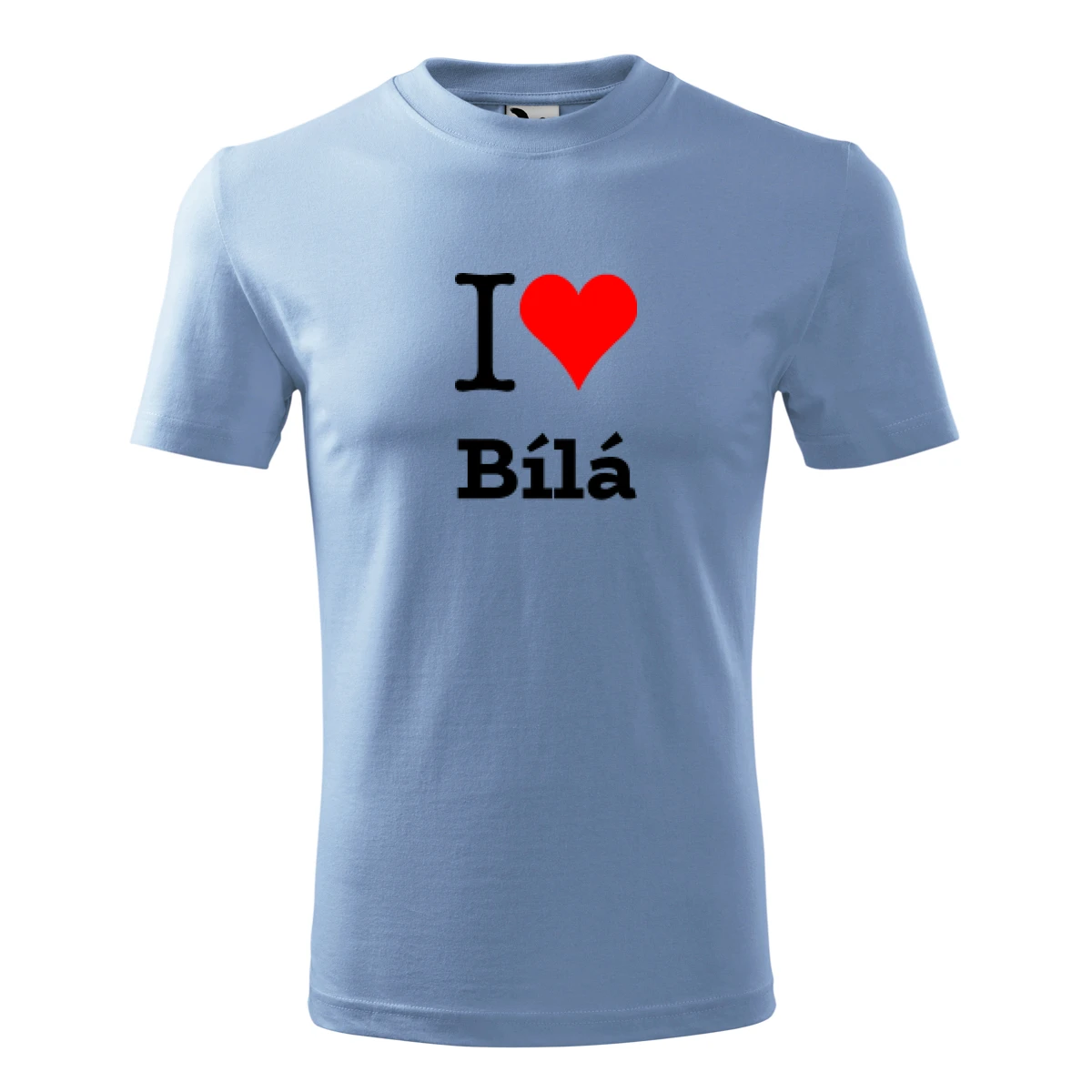 Světle modré dětské tričko I love Bílá