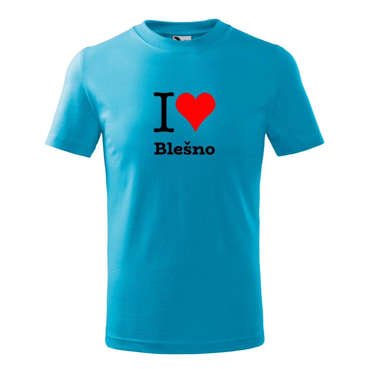 Tyrkysové dětské tričko I love Blešno