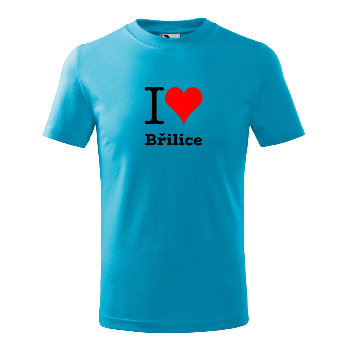 Tyrkysové dětské tričko I love Břilice