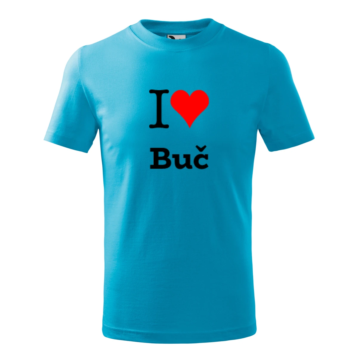 Tyrkysové dětské tričko I love Buč