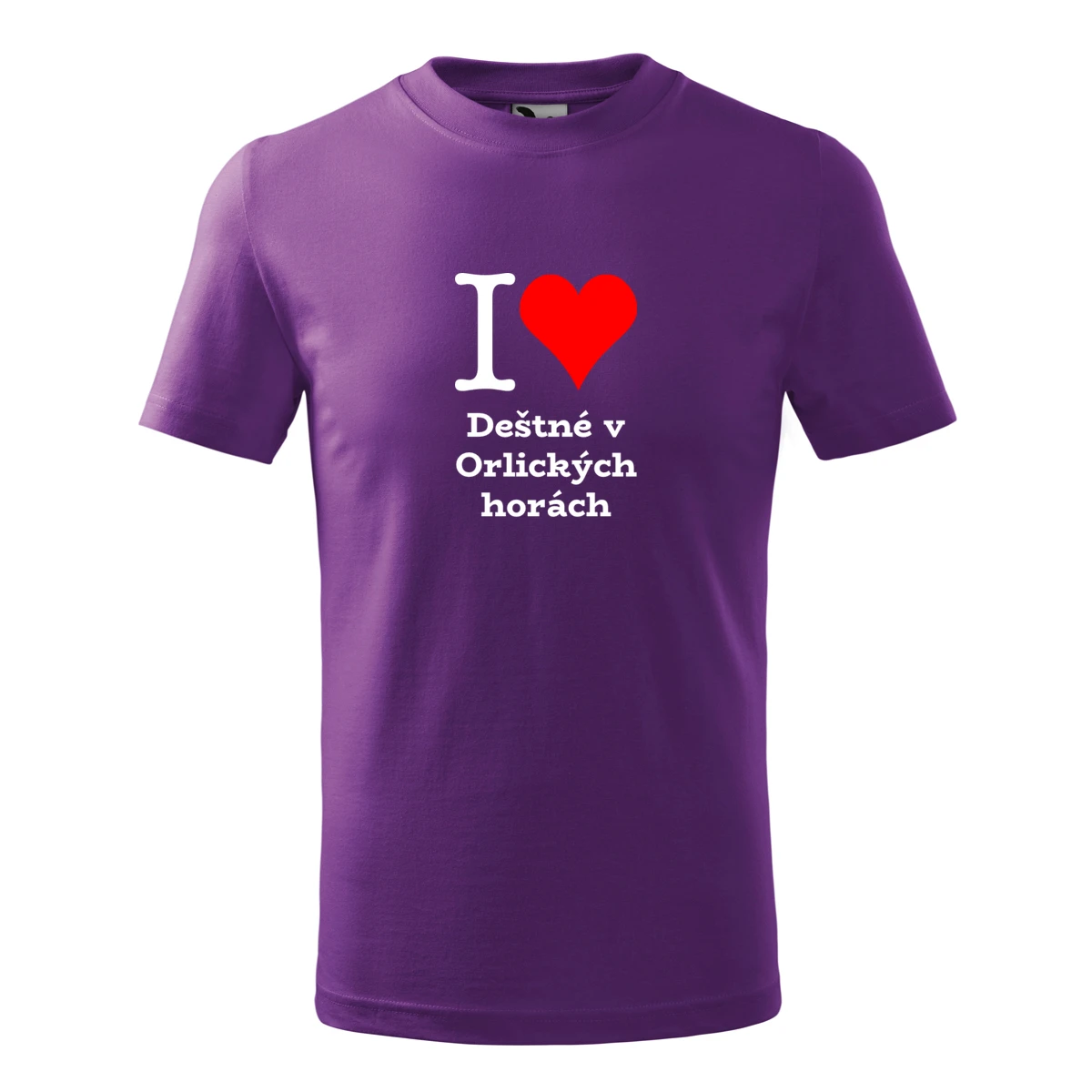 Fialové dětské tričko I love Deštné v Orlických horách