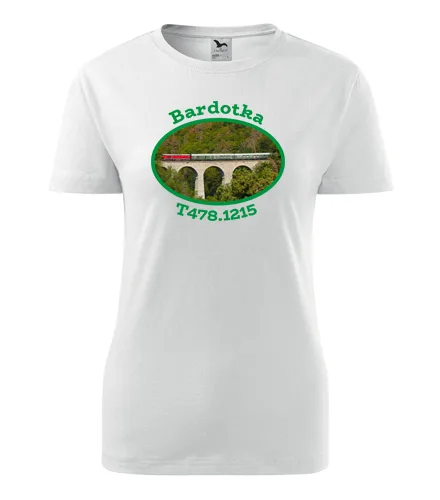 Bílé dámské tričko s lokomotivou Bardotka T478.1215