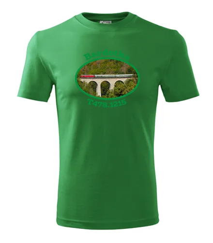 Zelené tričko s lokomotivou Bardotka T478.1215