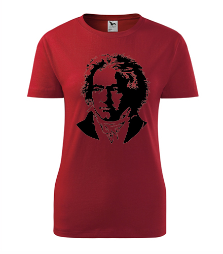 Červené dámské tričko Beethoven