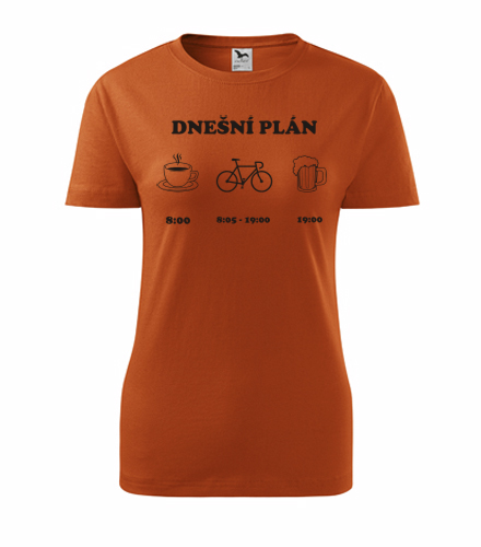Oranžové dámské tričko cyklo plán