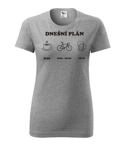 Šedé dámské tričko cyklo plán