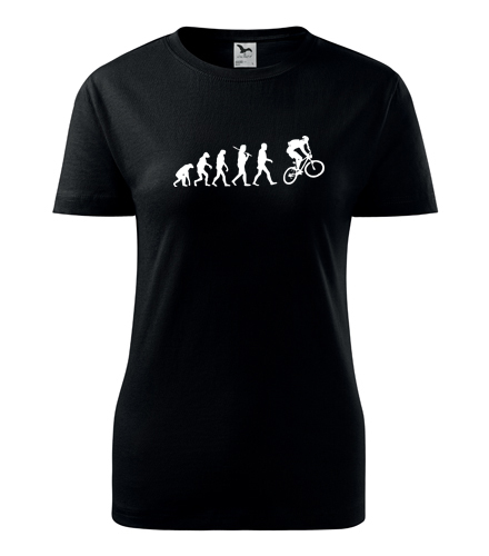 Černé dámské tričko Evoluce cyklista