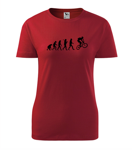 Červené dámské tričko Evoluce cyklista