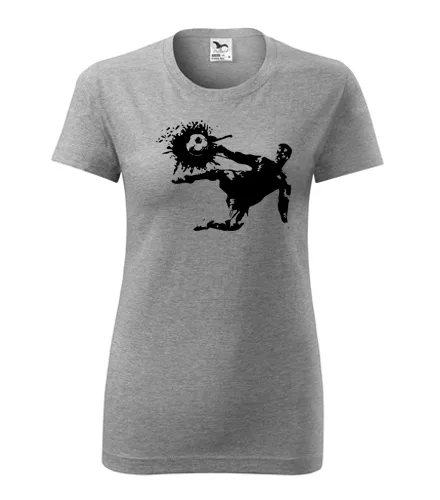 Šedé dámské tričko s fotbalistou 1