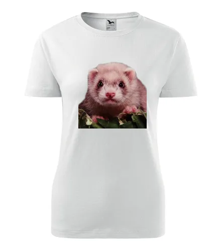 Bílé dámské tričko s fretkou