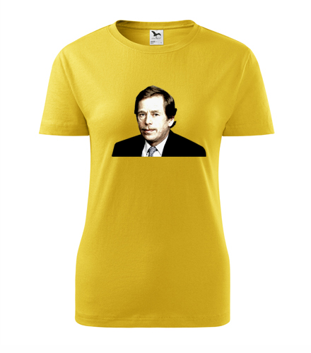 Žluté dámské tričko Václav Havel kresba