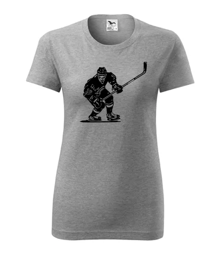 Šedé dámské tričko s hokejistou