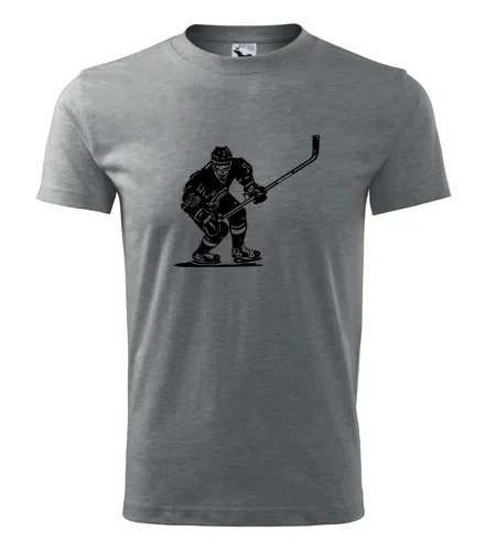 Šedé tričko s hokejistou