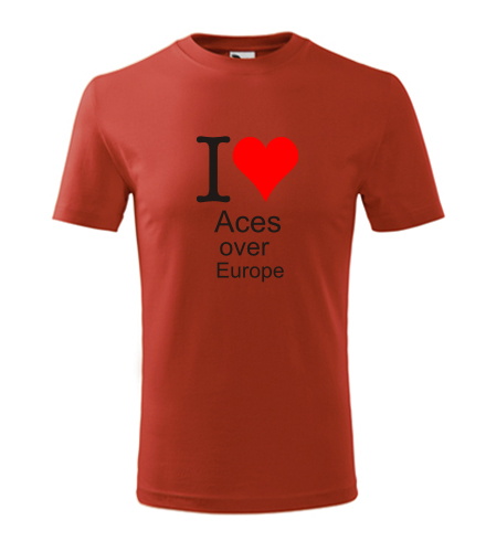 Červené dětské tričko I love Aces over Europe