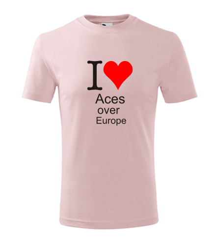 Růžové dětské tričko I love Aces over Europe