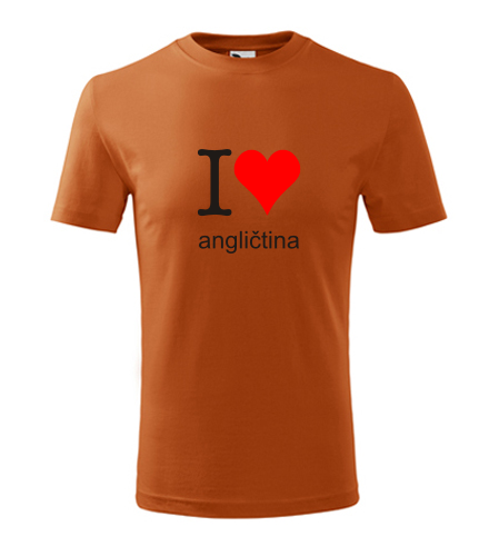 Oranžové dětské tričko I love angličtina
