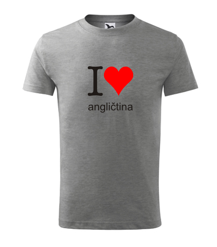 Šedé dětské tričko I love angličtina