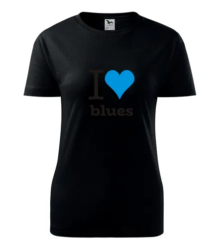 Černé dámské tričko I love blues