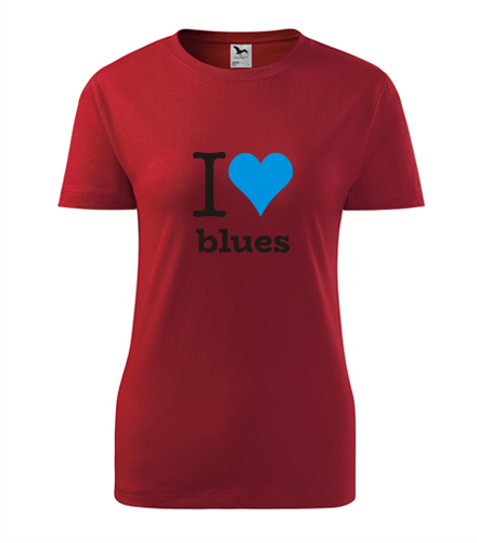 Červené dámské tričko I love blues