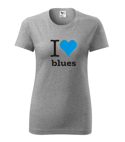 Šedé dámské tričko I love blues