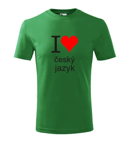 Zelené dětské tričko I love český jazyk